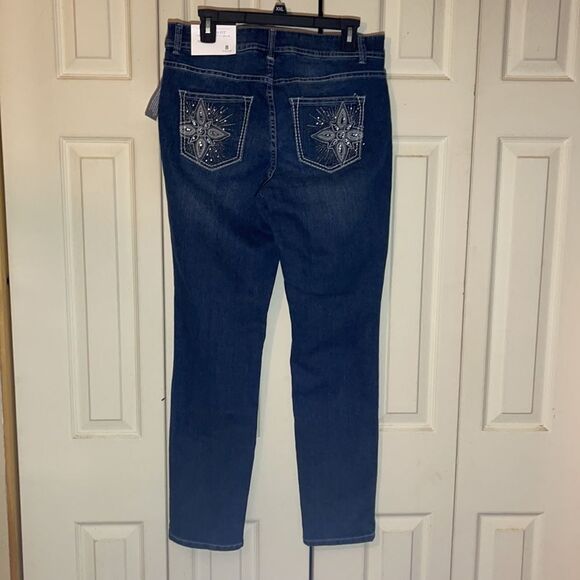 Christopher & Banks Tapered Leg Jeans Sequins 8 - Picture 9 of 16